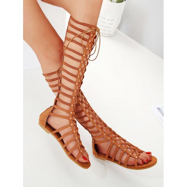 Lace Up Caged Gladiator Sandal