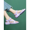 Solid Color Hook and Loop Comfortable Sandals