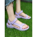 Solid Color Hook and Loop Comfortable Sandals