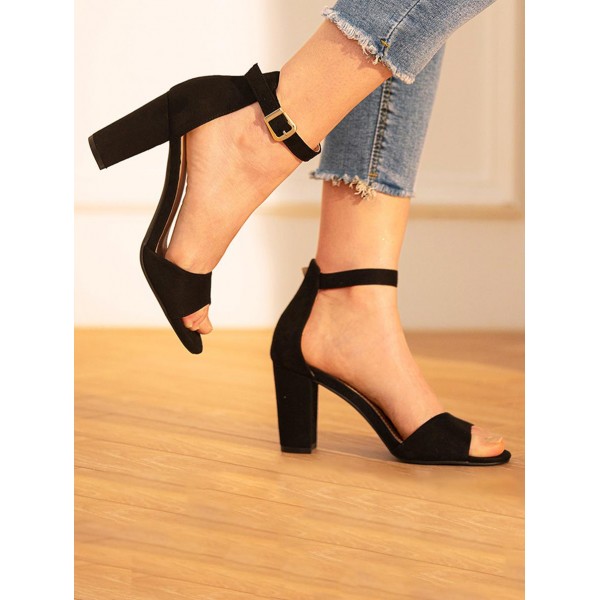 Chunky High Heel Ankle Strap Sandals
