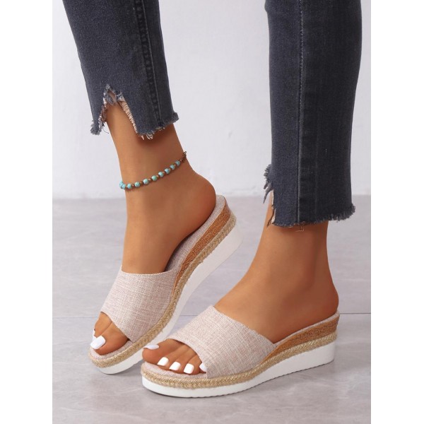 Braided Rope Sole Insert Espadrilles Wedge Slippers