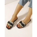 Metallic Sparkly Glitter Slip On Sandals Slides