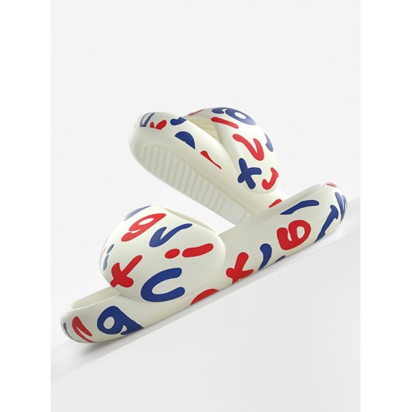 Letter Pattern Cloud Slippers