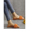 Ruched Slip On Flats Sandals Slides