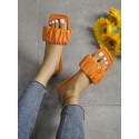 Ruched Slip On Flats Sandals Slides