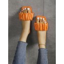 Ruched Slip On Flats Sandals Slides