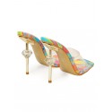 Transparent Swirl Print Diamond Decorated Stiletto Heel Sandals