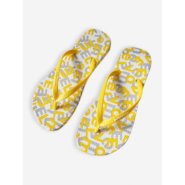 Letter Pattern Beach Flip Flops