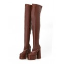 Platform Square Toe Over-the-knee Boots