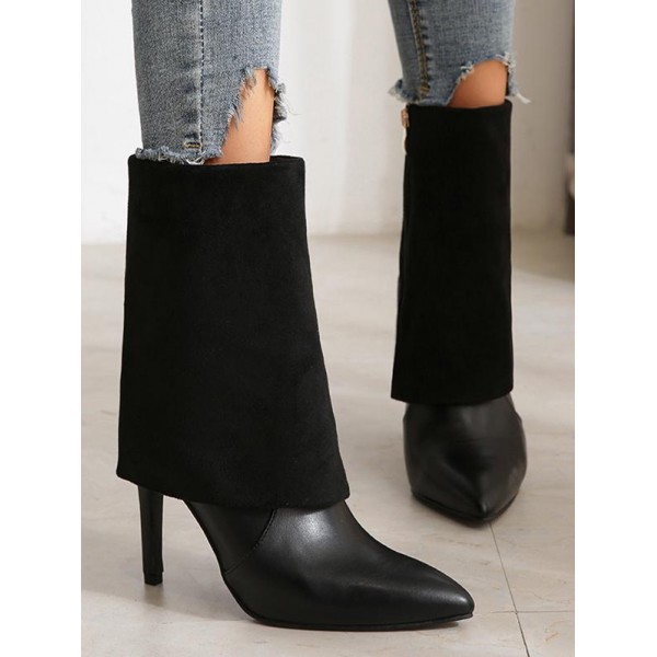 Stiletto Heel Pointed Toe Fold Over Boots