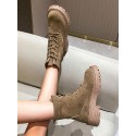 Lace Up Faux Suede Combat Boots