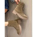 Lace Up Faux Suede Combat Boots