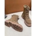 Lace Up Faux Suede Combat Boots